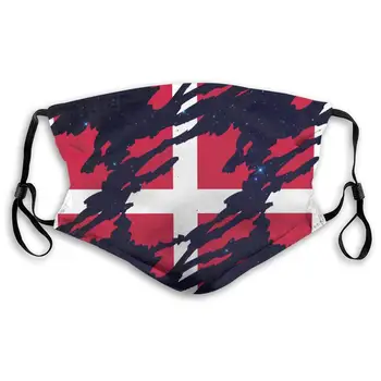 

Denmark Flag Mouth Cover Mask with PM2.5 Filters 5 Layers of Protection for Men and Women Black