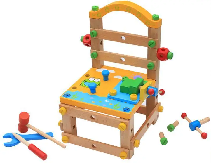 

Children's wooden toy cartoon multi-function disassembly tool chair children DIY hands-on ability combination parent-child toy