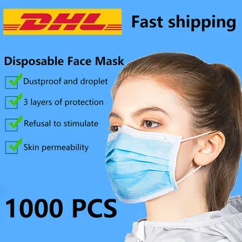

1000pcs Anti-Pollution 3 Layer Mask Protection Masks Disposable Face Masks Elastic Ear Loop Disposable Anti-Dust Safety Mask