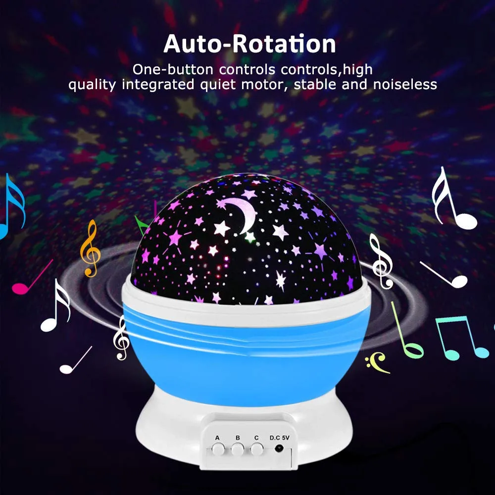 Музыка 360 градусов вращающийся Ночной светильник, Bluetooth, Star светильник Перезаряжаемые, детское платье на день рождения, день Рождественский подарок цветная(RGB