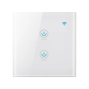 

AAAE Top-Smart Wifi Switch EU US 2 Gang Tuya Smart Life App Wireless Remote Control Smart House Touch-Panel Light Switch EU Plug