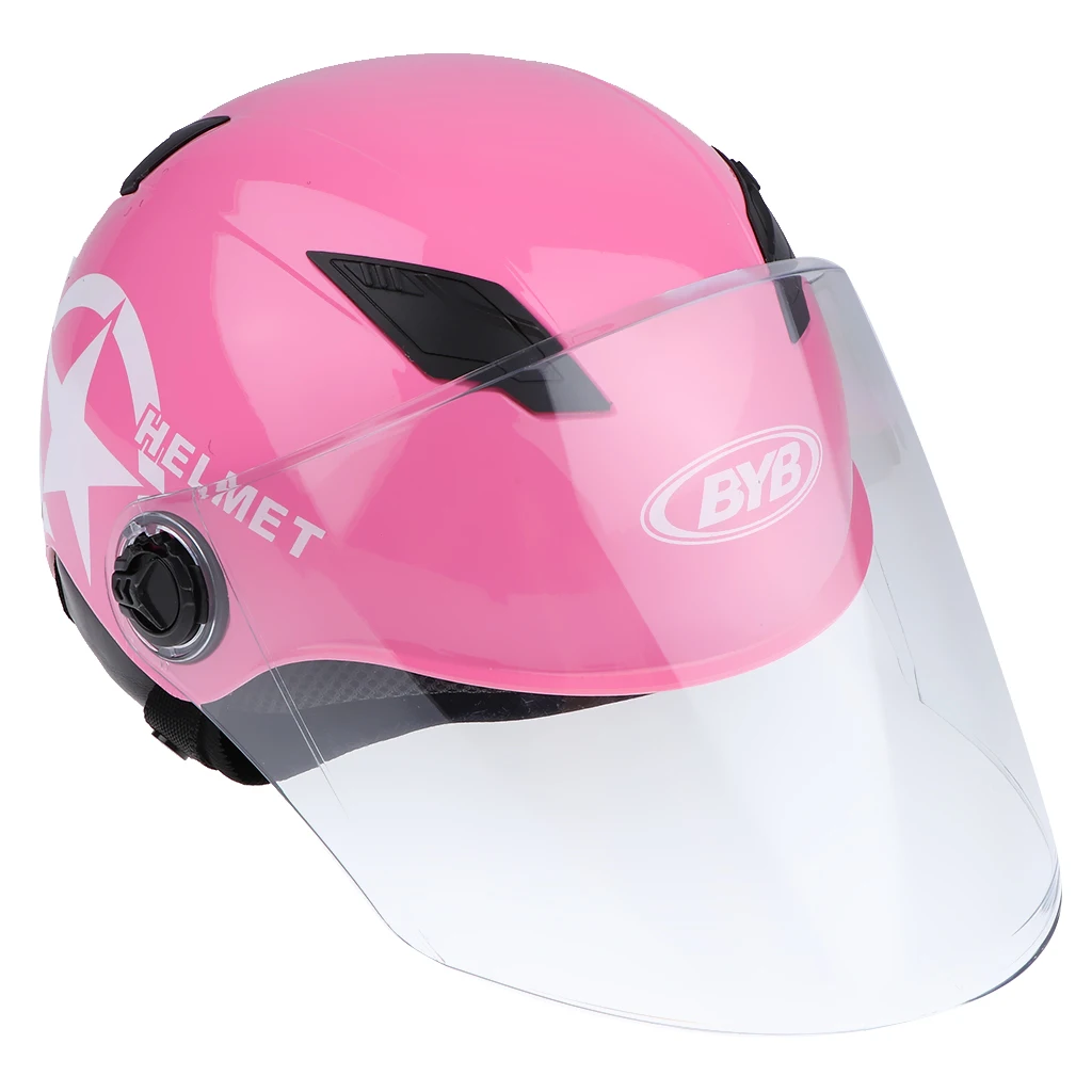 Motorcycle Helmet with Sun Visor and Release Buckle M Pink A