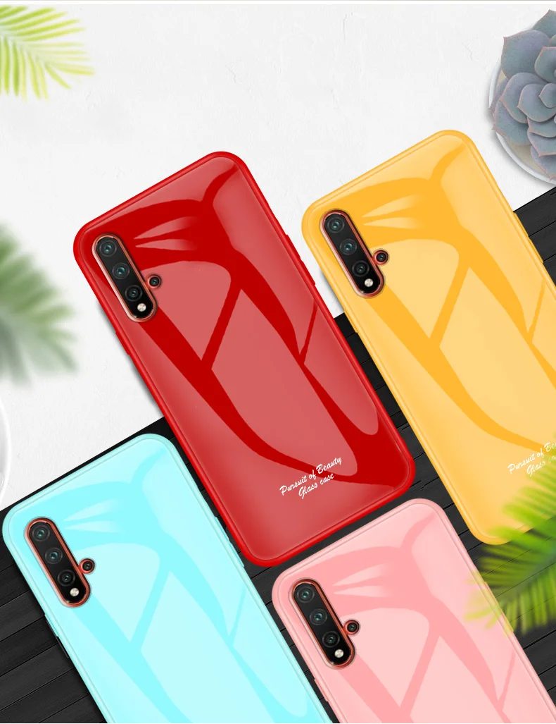 Macaron стеклянный чехол для huawei Honor 20, Модный милый Противоударный задняя крышка для huawei Nova 5 T, задняя крышка для телефона 6,26 дюйма