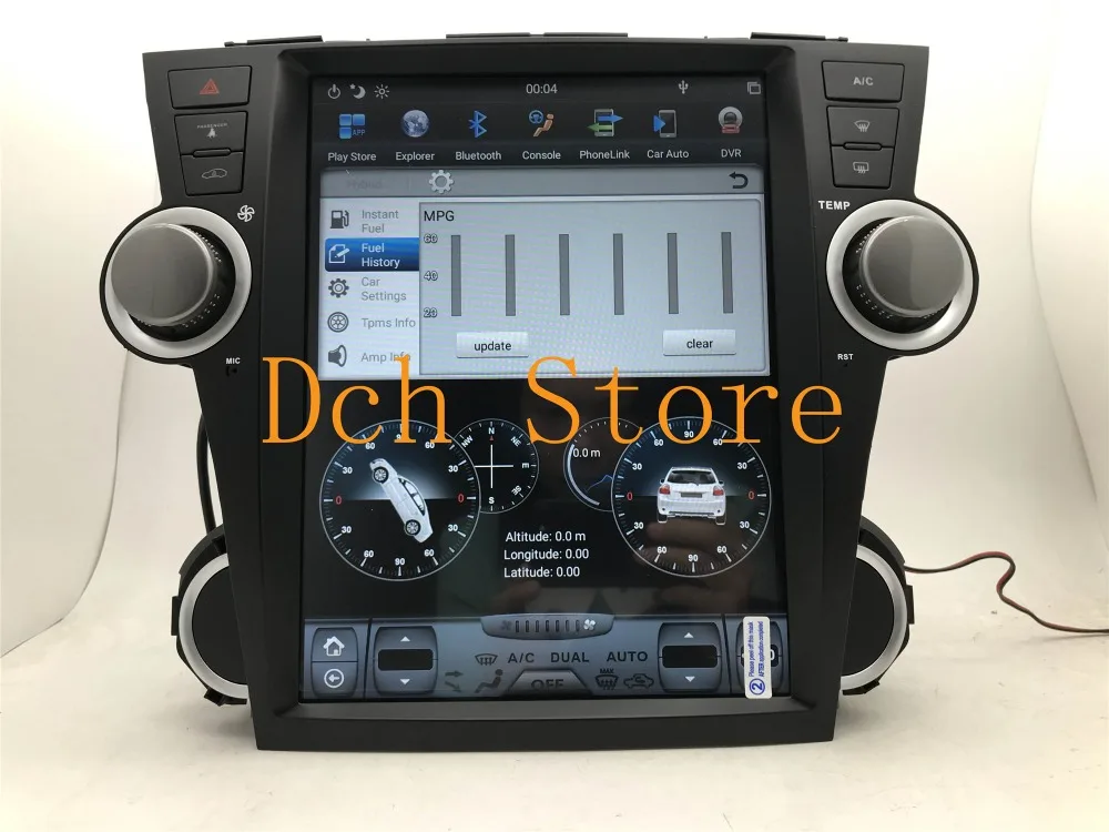 12,1 ''tesla стиль Android 8,1 автомобильный dvd-плеер gps для Toyota Highlander 2008- навигация 4G ram PX6 CARPLAY радио NAVI авто