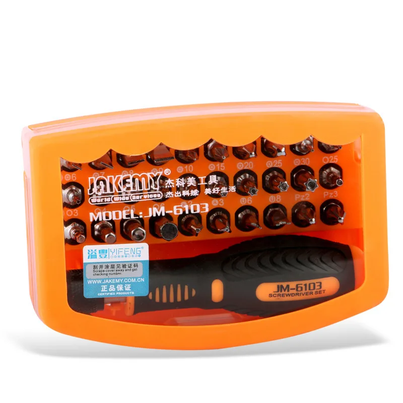 

JAKEMY JM-6103 Professional 31 in 1 Mini CR-V Screwdriver Set DIY Hand Tool for Mobile Phone Computer
