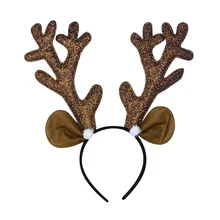 Олень ободок с рогом Рождественский обруч на голову с рогами коричневый рождественские украшения для волос подарки на день рождения
