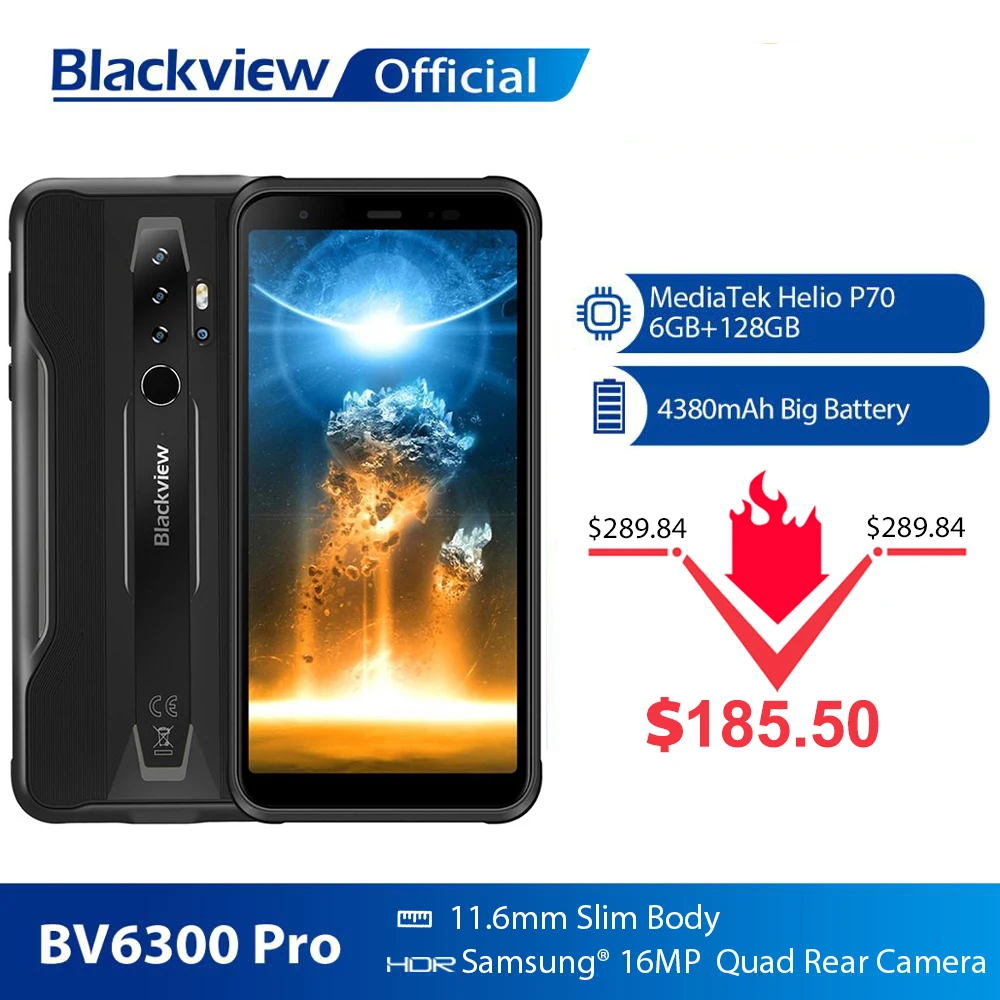 BLACKVIEW Helio P70 BV6300 Pro 128GB 6GB WCDMA/GSM/CDMA/LTE NFC Wireless Charging Octa Core