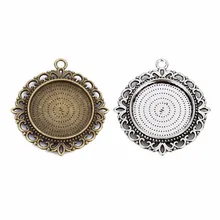 

10pcs 25mm Double Face Lace Necklace Pendant Setting Cabochon Cameo Base Tray Bezel Blank Fit Cabochons Jewelry Making