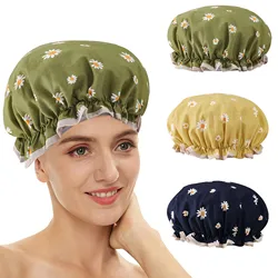 3 Packs Shower Cap Double Layer Waterproof Hair Cap For Women For All Hair Lengths Double Layer Shower Cap Dry Hair Function