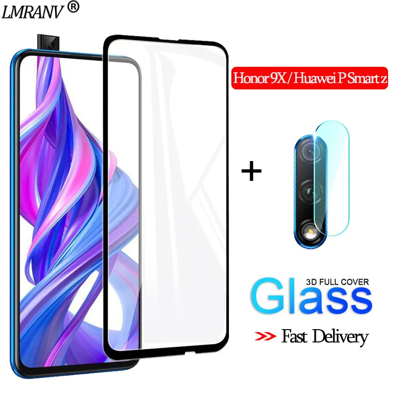 

2-in-1 Camera Glass for Honor 9-X-Pro 3D Glass Huawei P Smart Z Screen Protector Huawei Y9 Prime 2019 Tempered Glass honor 9x