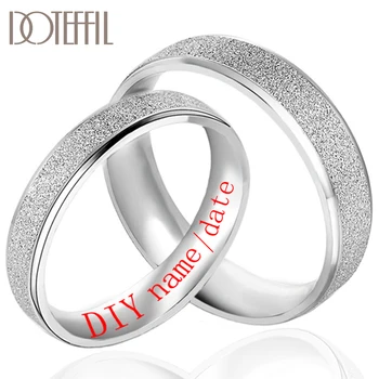 

DOTEFFIL DIY Customize Name 925 Sterling Silver Matte Ring For Lovers Woman Man Wedding Engagement Party Fashion Charm Jewelry