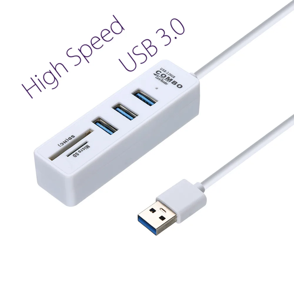 OMESHIN высокая скорость 2 в 1 OTG USB 3,0 концентратор сплиттер комбо 3 порта и SD/TF кард-ридер несколько USB C концентратор для компьютера ноутбука - Цвет: Белый