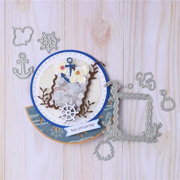 

Kokorosa Flower Rectangle with Anchor Metal Cutting Dies Frame Stencils Die Cut Scrapbooking Album Paper Card Embossing New