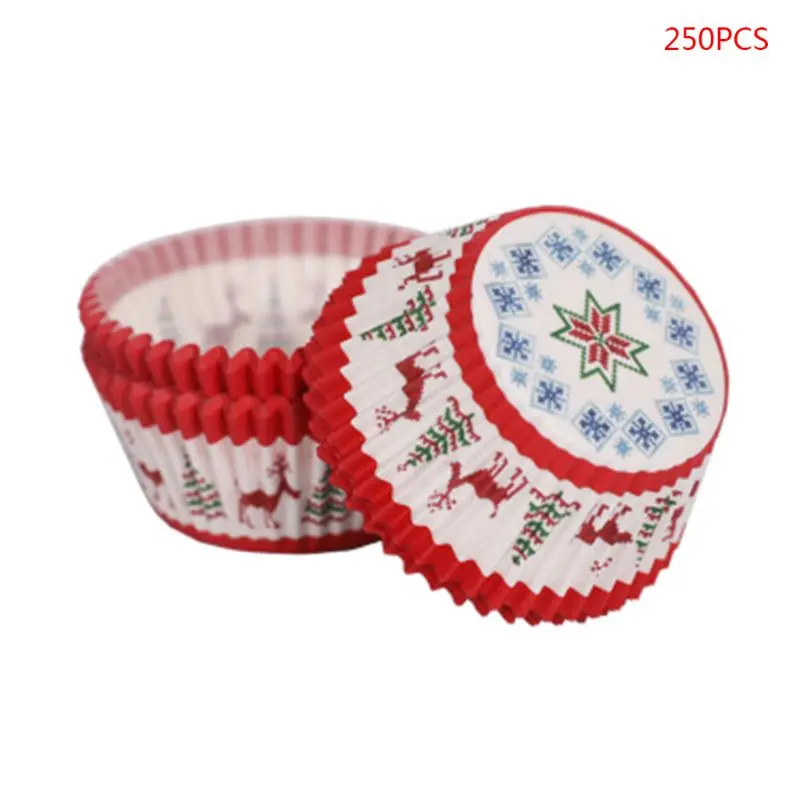 5 250x Рождественская обертка для кексов бумажная форма для выпечки маффинов чехол с вкладышем декор для дня рождения X4YD - Цвет: 5