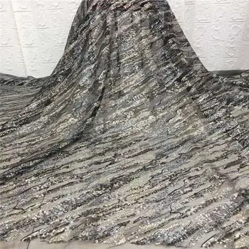 

2020 african lace fabric sequins high quality lace french mesh fabric sequins nigerian swiss lace fabrics for dress