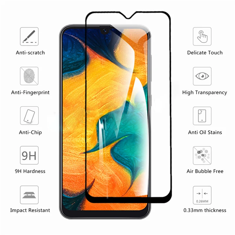 9D закаленное Стекло на samsung Galaxy A50 A30 A20 A10 A40 A60 A70 A80 A90 M20 M30 A40s A20e защитная маска для лица, Стекло пленка