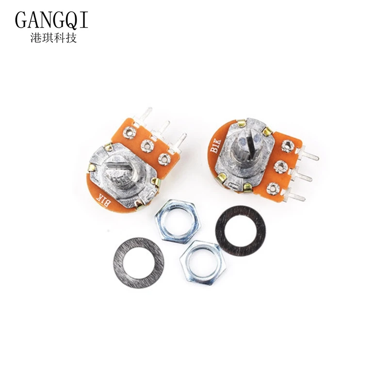 5pcs WH148 3PIN 20MM Single Couplet Potentiometer With Nuts B1K B2K B5K B10K B20K B50K B100K B250K B500K B1M 1K 2K 5K 10K 100K
