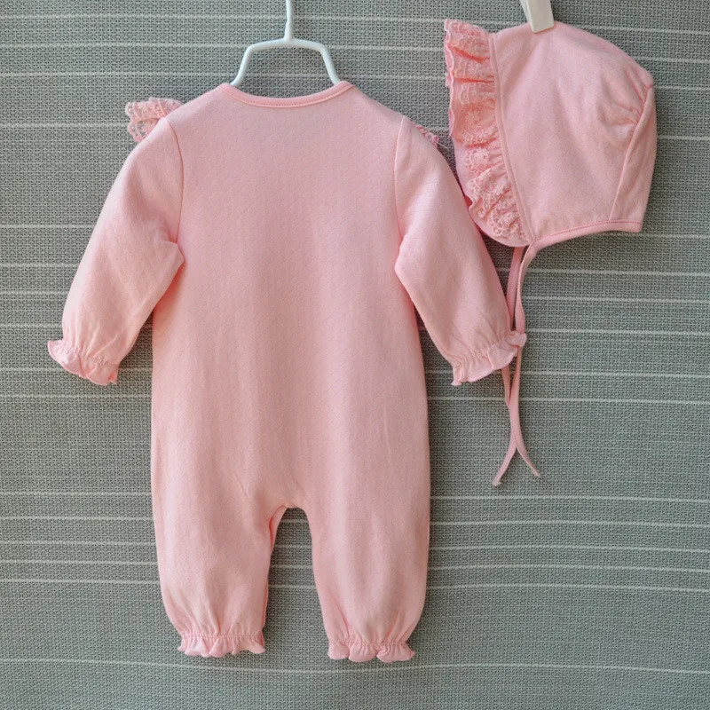 Хлопковый комбинезон принцессы для новорожденных девочек с кружевным бантом