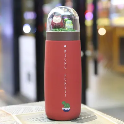 Red Новая Милая микро Ландшафтная кружка из нержавеющей стали термос чашка креативная мультяшная вакуумная фляжка бутылка портативная Женская Студенческая пара чашек - Цвет: Red