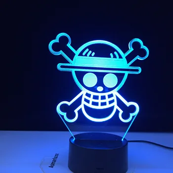 

Anime ONE PIECE LOGO Kids Night Light Led Touch Sensor Colorful Nightlight for Child Bedroom Decoration Cool Desk 3d Lamp Gift