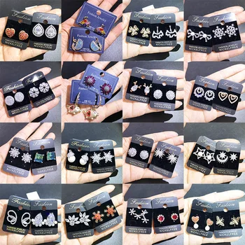 

30 Pairs/lot top quality fashion women earring lot wholesale luxury zircon women wedding earring jewelry lot 201109-97