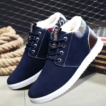 

Men Winter Warm Boots Casual Shoes Men Fashion Plush Snow Boots Ankle Boots Fur Leather Footwear