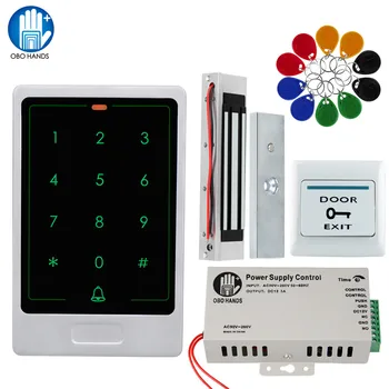 

Door Access Control System Kit 125KHz RFID Keypad Reader + Power Supply+ Electromagnetic Electric Strike Bolt Locks + EM Keyfbos