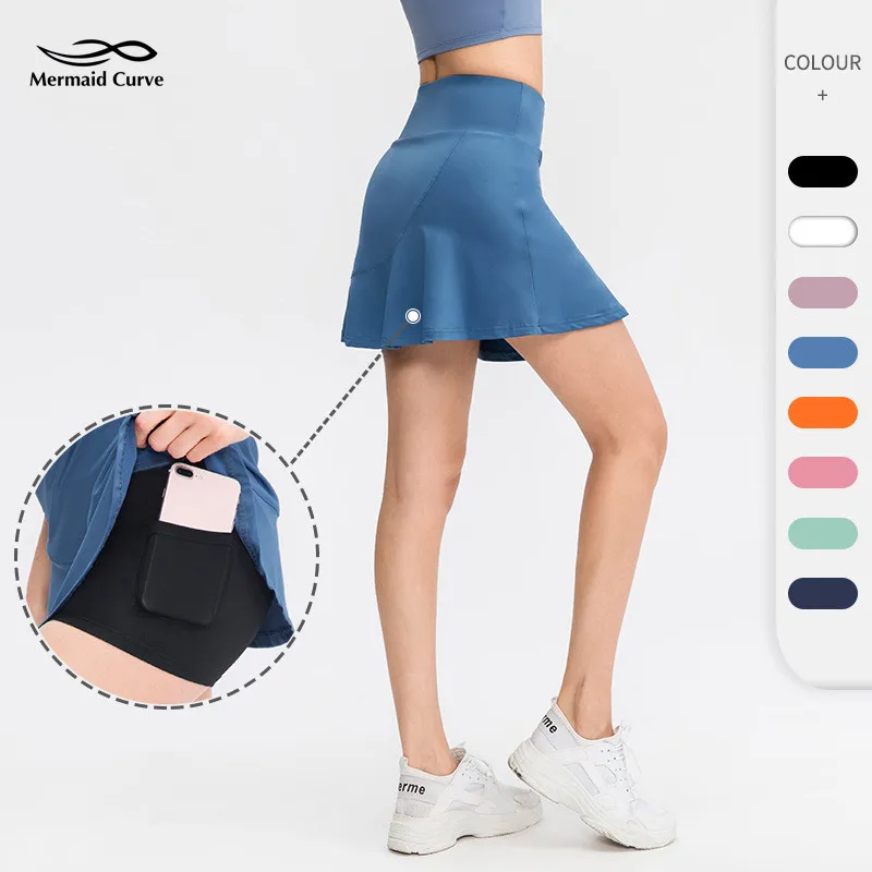 Summer New Sports Shorts Women Fitness Running Training Loose Short Skirt Quick-Dry Fake Two-Piece Cheerleaders Tennis Culottes