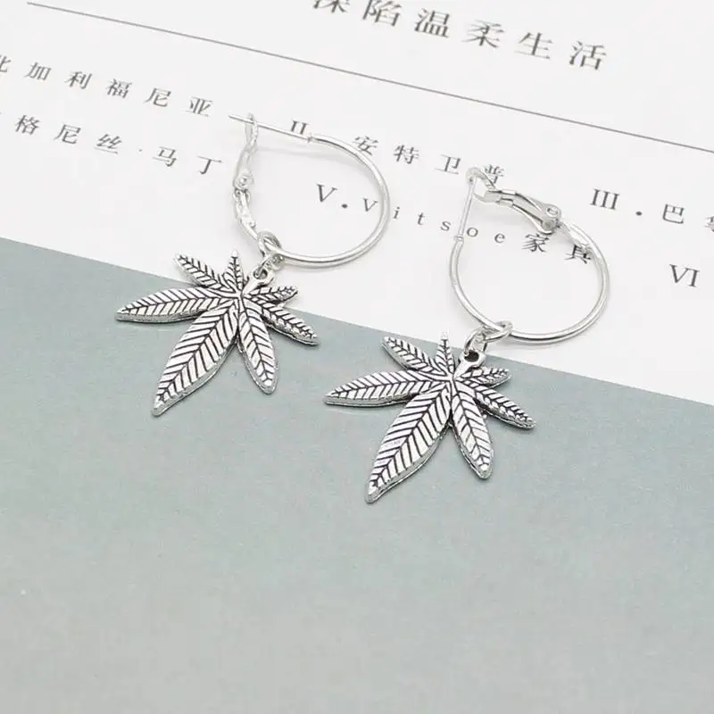 Fashion maple leaf earrings hemp pendant men and women punk charm gift jewelry accessories | Украшения и аксессуары