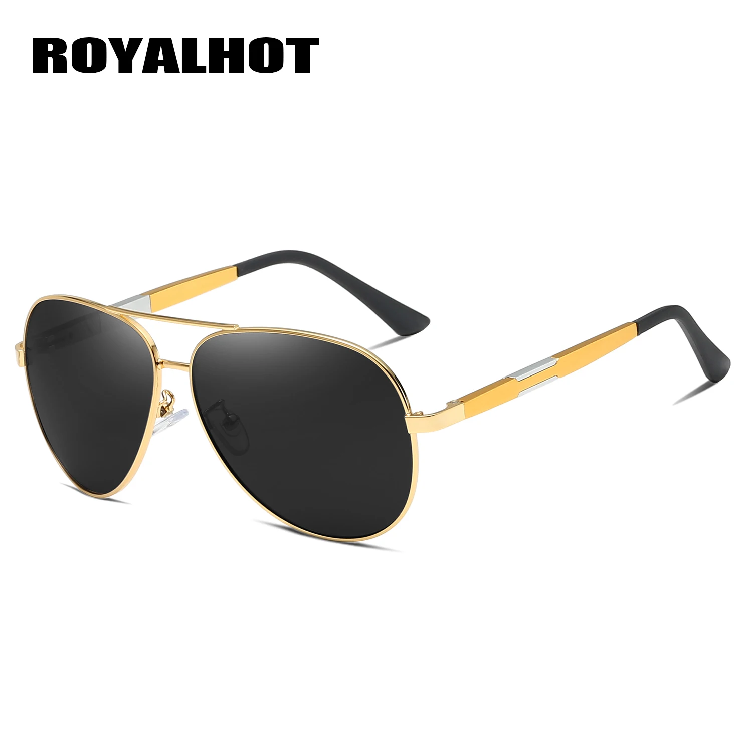 RoyalHot, мужские, женские, поляризационные, алюминиево-магниевые, овальная оправа, солнцезащитные очки для вождения, солнцезащитные очки, солнцезащитные очки, мужские очки, 900p64 - Цвет линз: Gold Grey