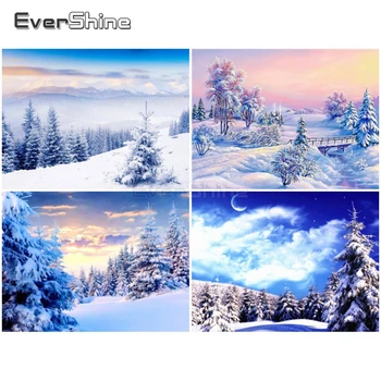 

EverShine DIY New Diamond Painting 2019 Winter Scenery Rhinestones Picture Diamond Mosaic Cross Stitch Tree Bead Embroidery Art
