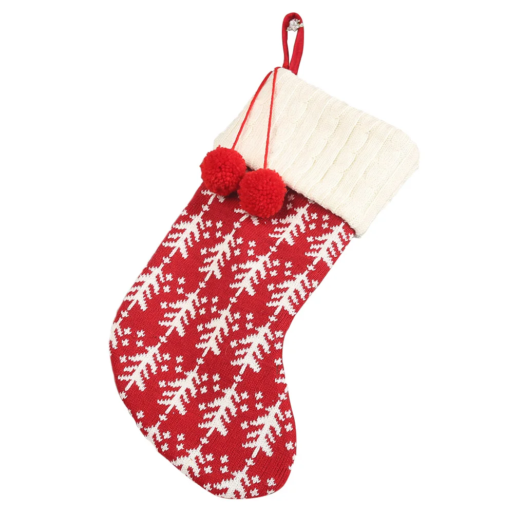

1 PC Gift Bag Soft Candy Hanging Holiday Kids Tree Decoration With Hairball Christmas Stocking Home Pendant Party Cute Knitted