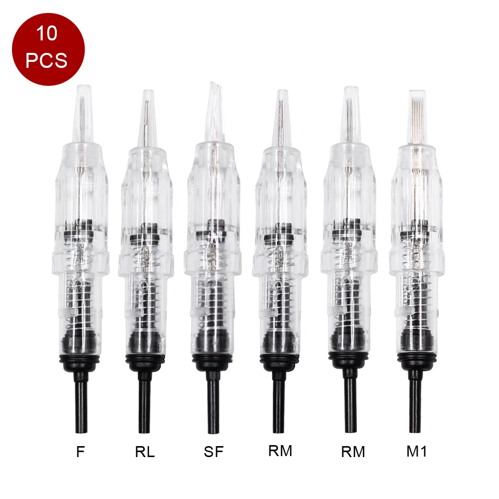 Agujas desechables de maquillaje permanente, agujas de maquillaje permanente, RL, RS, F, SF, RM, MG, cartuchos para tatuaje, aguja para Microblading, máquina PMU, 10/50/100 Uds.
