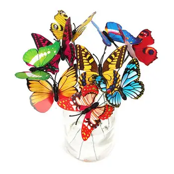 

48Pcs Garden Yard Colourful Simulation Butterfly Flower Plant Insert Decoration Outdoor Flower Pots for garden decoration