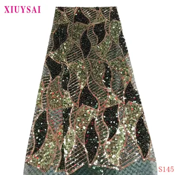 

Green African Lace Fabric Latest High Quality 2020 Sequins Embroidery French Lace Fabric Bridal Lace For Nigerian Party Dress