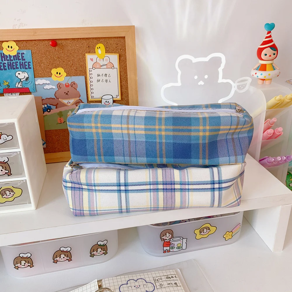 Sweet And Lovely Plaid Pattern Pencil Case Kawaii Pencil Bag Funny Pencilcase Cartoon Students School Supplies Cute Stationery Sweet And Lovely Plaid Pattern Pencil Case Kawaii Pencil Bag Funny Pencilcase Cartoon Students School Supplies Cute Stationery