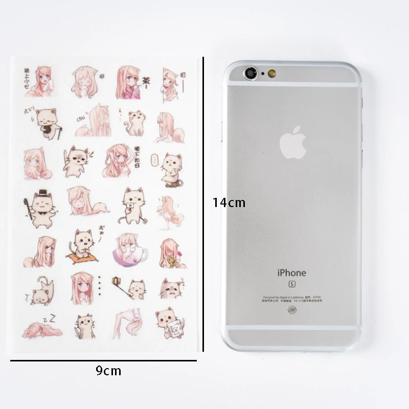 6 шт./упак. Япония Творческий девушка версия с милой кошкой наклейки для дневника Ablum канцелярские наклейки для детей