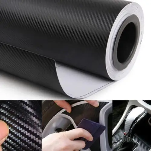 

1.27x0.3m Black 3d Carbon Fiber Vinyl Film Car Wrap Sticker Sheet Roll Interior Diy Black Carbon Fiber Car Wrap Accessory Sticke