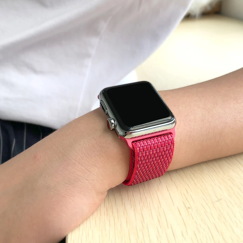 Für Apple часы Uhr группа серии 3/2/1 38 мм 42 мм нейлон Weiche Atmungsaktive нейлон für наручных часов iWatch, ersatz Спорт Шлайфе series4 40 мм 44 м
