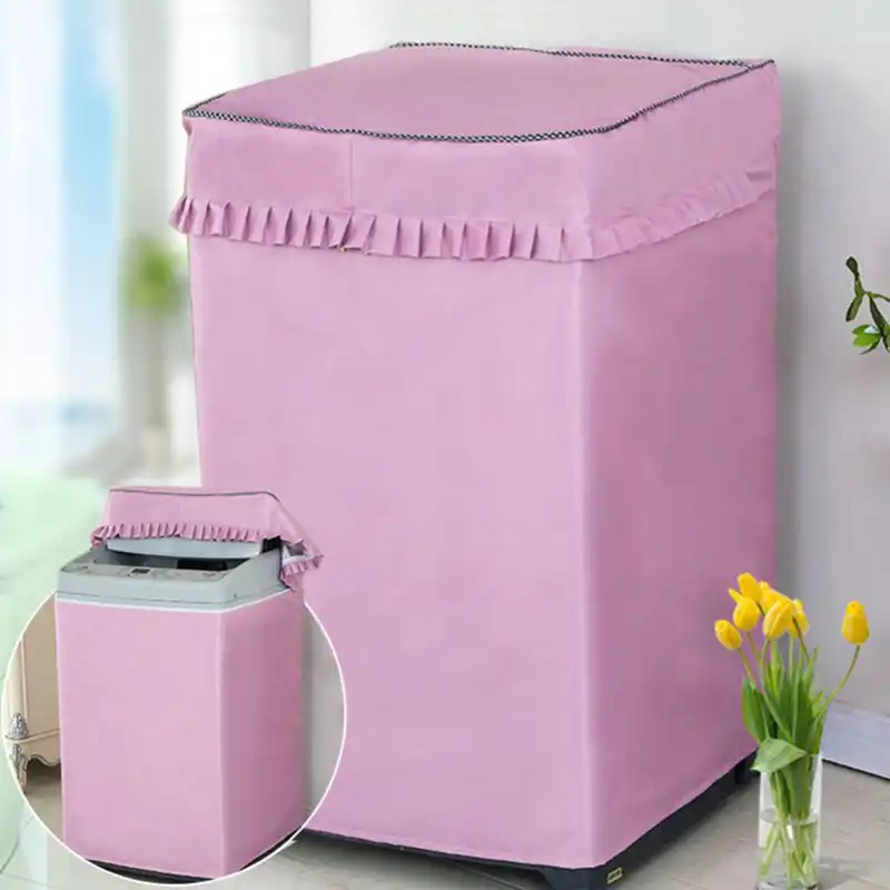 cubierta de lavadora para el hogar protector solar automatico para secadora de ropa resistente al agua carcasa a prueba de polvo de encaje rosa y