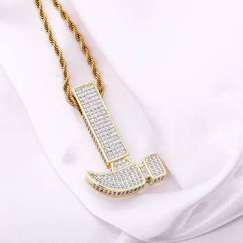 

Zciti Hammer Pendant Iced Full Zircon Cubic Zirconia Pendant Hip Hop Fashion Jewelry For Men
