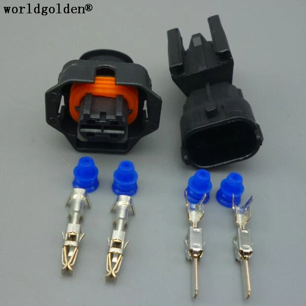 

Worldgolden 2 Pin/Way 3.5mm male Female Diesel Common Rail Injector Plug Socket Electric Connector With Wire Pigtail