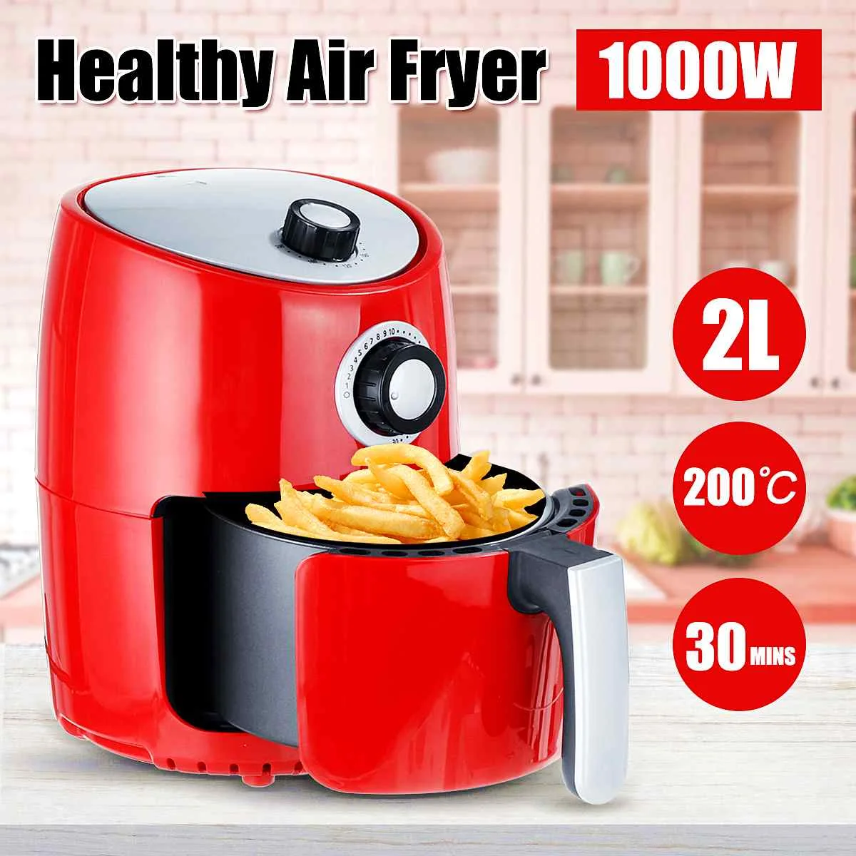 

Air Fryer Electric Deep Fryer Smart Home Household Oil Free Frying Chip Fryer Healthy Cooker 2L Versatile Kitchen Cooking Tools