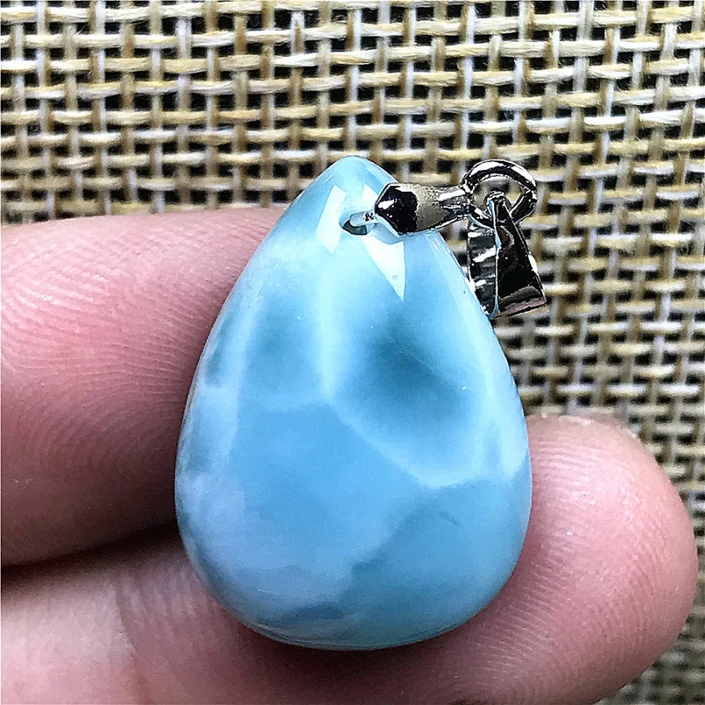 Натуральная синяя подвеска larimar для женщин и мужчин, 21x15x7 мм, бусины в стиле Доминика, кристально чистый камень, модное ожерелье, подвеска, ювелирное изделие AAAAA