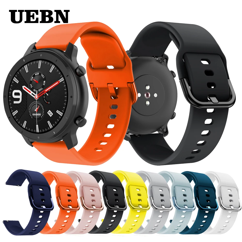 UEBN 20 мм 22 мм силиконовый ремешок для Xiaomi Amazfit Bip/Younth Sport сменный ремешок для Xiaomi Huami Amazfit GTR 42 мм 47 мм ремешок