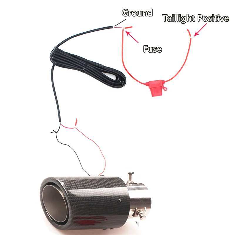 Universal 35-61mm Inlet Carbon Fiber Color Car Exhaust Muffler Pipe Tip w/ LED Light 1Piece