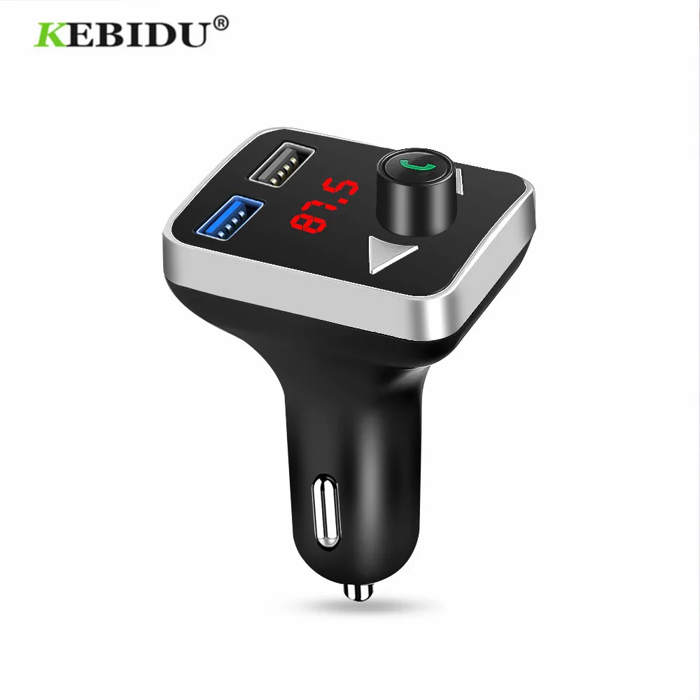 Автомобильный Bluetooth fm-передатчик KEBIDU, беспроводной аудио приемник, Автомобильный MP3-плеер, светодиодный дисплей 3.1A, двойное USB зарядное устройство, автомобильный комплект