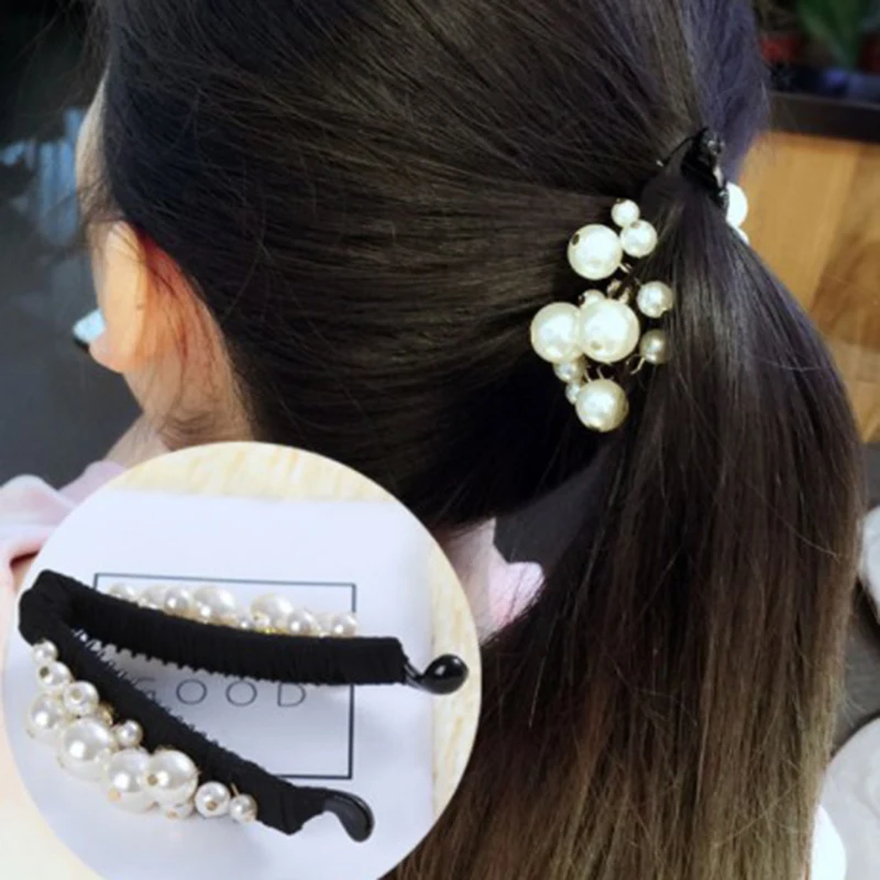 

Korea craft pearl twist clip cloth art hair act the role ofing size banana clip vertical clip horsetail hair clip eight word cli