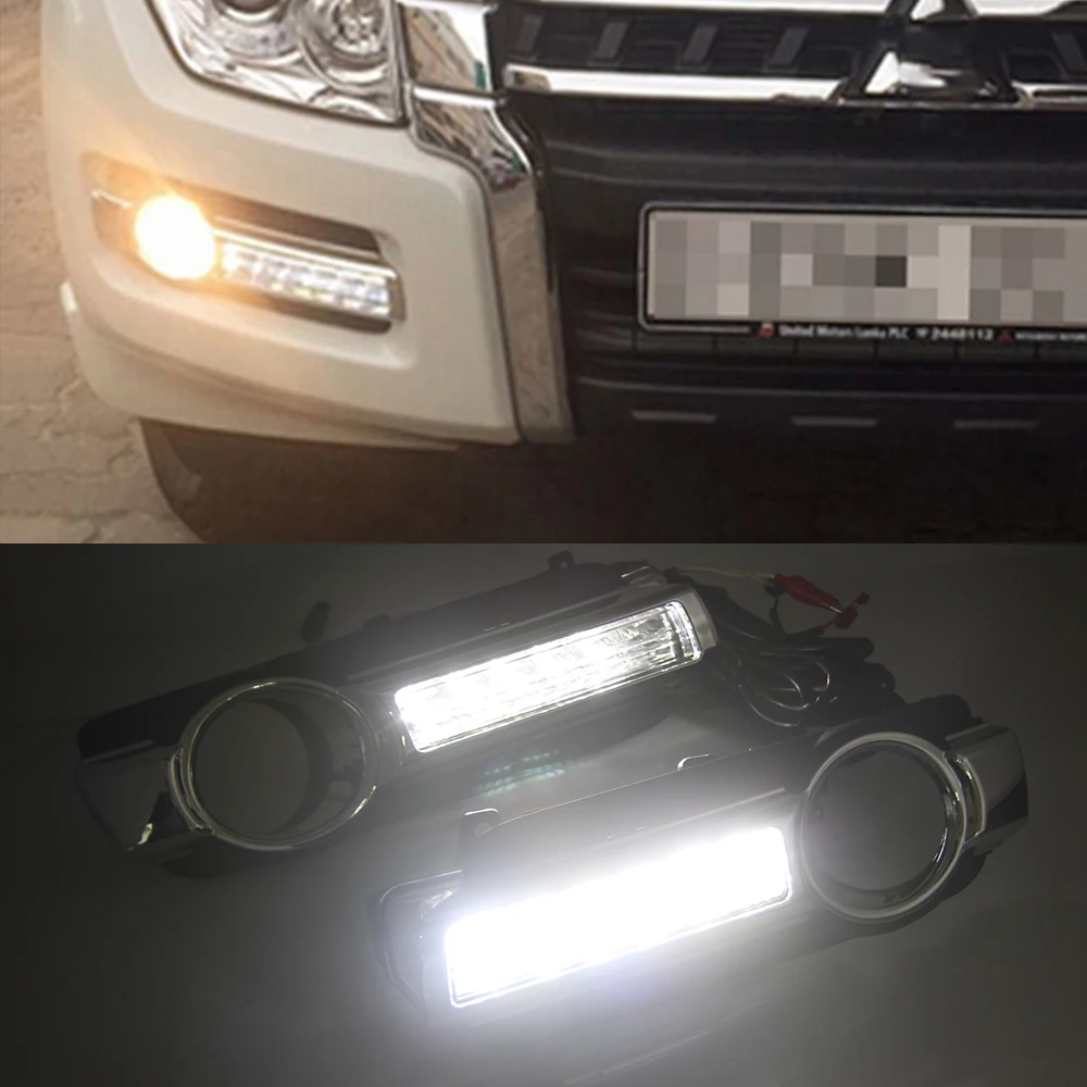 For Mitsubishi Pajero Montero 2015 2016 2017 2018 LED DRL Daytime driving Running Lights