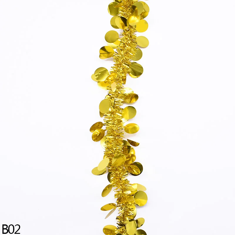 B02 gold 2 м многоцветная гирлянда для рождественской елки Блестки из фольги лента Рождественская гирлянда Рождественские украшения вечерние принадлежности - Цвет: B02 gold